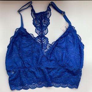 Longline Lace Bralette in sapphire